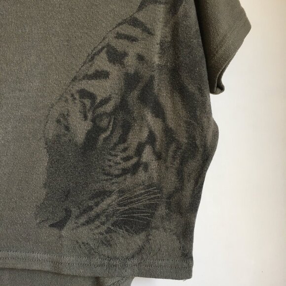 Y2K Ardene Tiger Mirror Viscose Blend Cropped Knit Tee - Picture 4 of 13